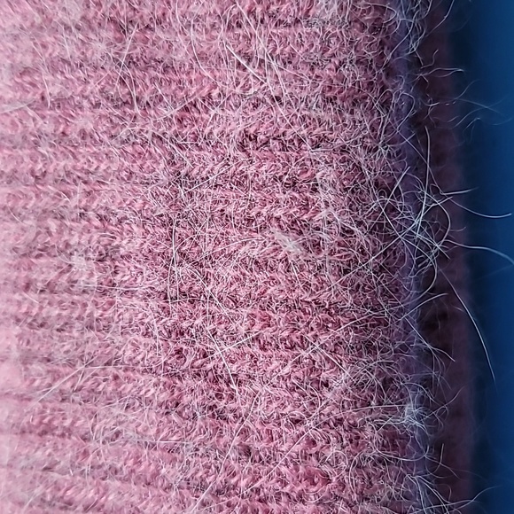 Stocking cap dusty rose acrylic knit faux mohair double layer  Barbiecore - Picture 5 of 7